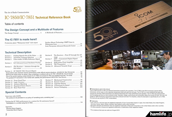 「IC-7850/IC-7851 Technical
Reference Book」の目次